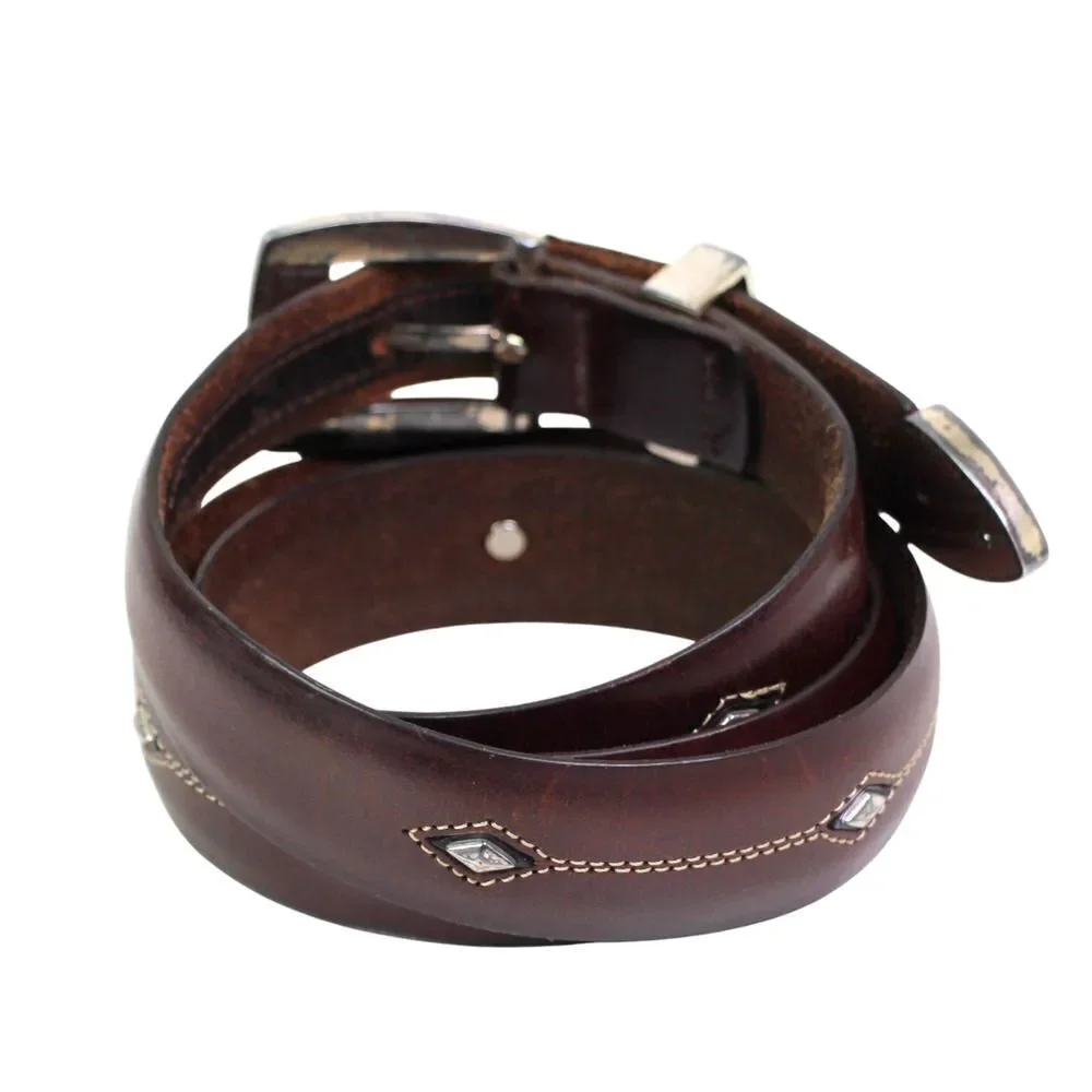 BRIGHTON BROWN REAL LEATHER 1 1/4